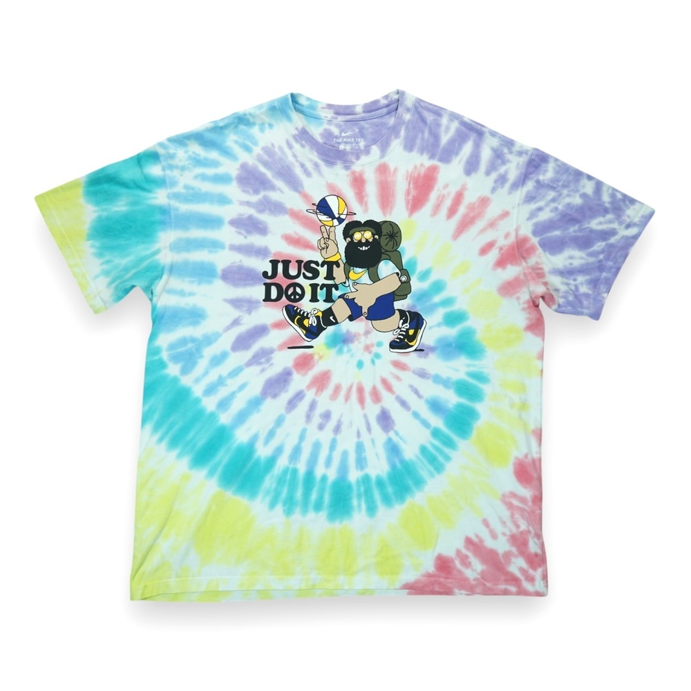 Nike Mens Graphic T-shirt Peace Love Basketball Tie Dye Festival Hiker Size XL